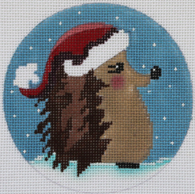 Santa Hedgehog Needlepoint Ornament by Danji