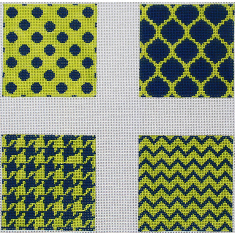 Navy & Green coasters by Kate Dickerson