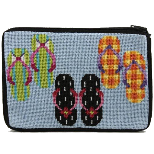 flip flops needlepoint purse by stitch and zip