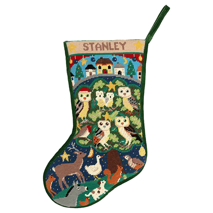 Forest Friends Christmas Stocking Needlepoint Kit by Jolly Red