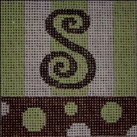 Beth Gantz Needlepoint Bubbles Alphabet in lime and black - Canvas Only