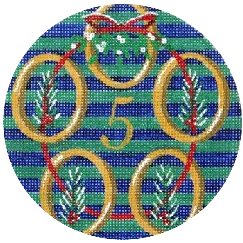 5 Golden Rings Needlepoint Ornament by Julie Mar