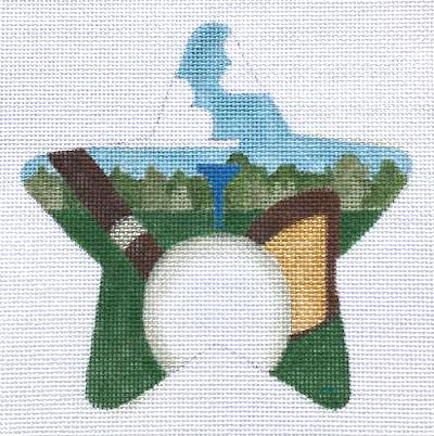Golf Needlepoint Star Ornament - Canvas Only