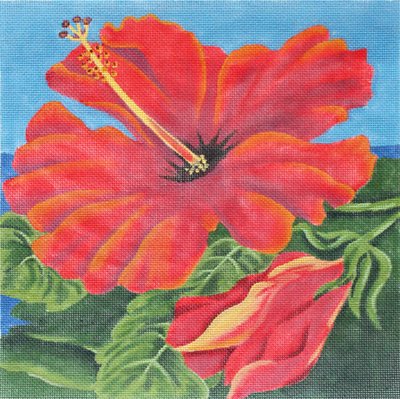 Crimson Hibiscus by Karen Dukes   - Canvas Only