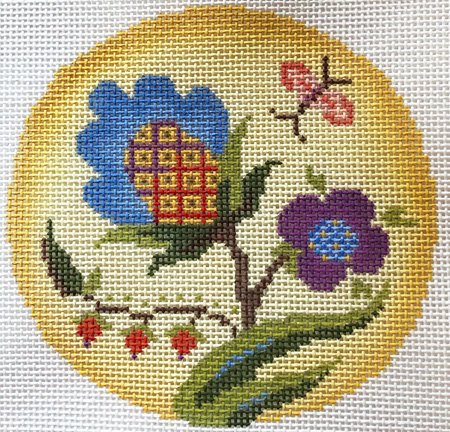 A needlepoint ornament called Jacobean Glow by Abigail Cecile. – Needlepoint  For Fun
