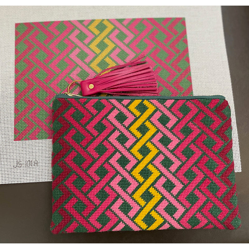 Hicks - large clutch in pinks & green by Jeni Sandberg