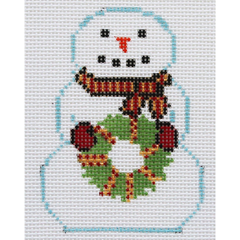 Snowman with Wreath Needlepoint Ornament