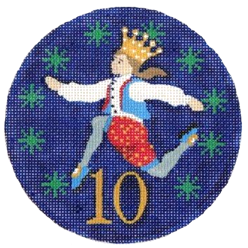 ten lords leaping needlepoint ornament by Julie Mar