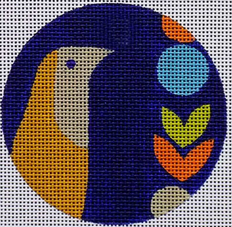 A mid century modern inspired needlepoint ornament by of a bird's head and  stones featuring colors from this era and an easy to stitch design for a  beginner craft project. – Needlepoint