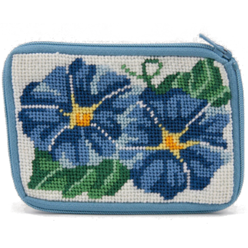 morning glories needlepoint coin purse by Stitch and Zip