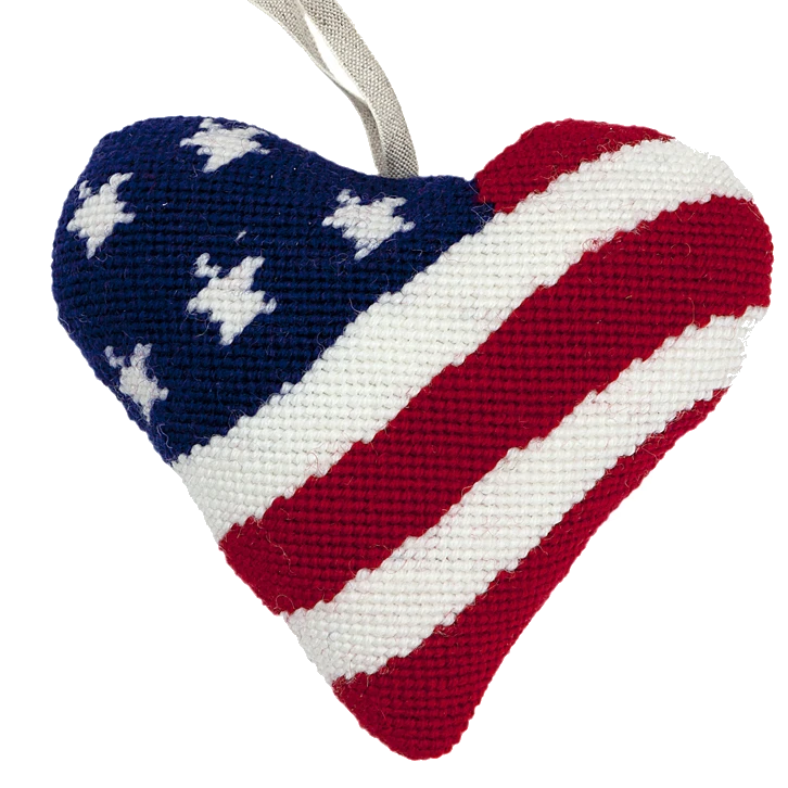 Needlepoint Heart Ornament Kit Stars and Stripes