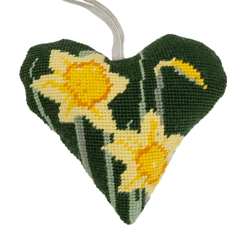 Needlepoint Heart Ornament Kit Daffodils