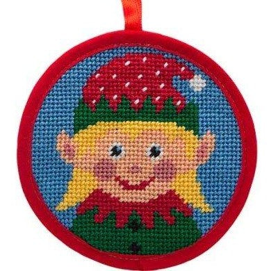 girl elf needlepoint christmas ornament kit