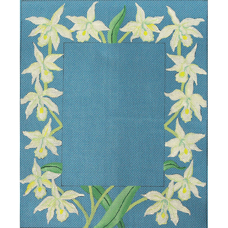 Orchids on china blue Frame