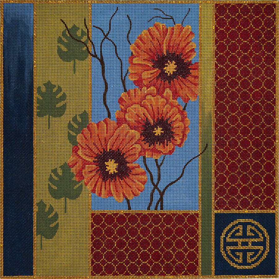 Oriental Poppies and Palm Leaves - Canvas Only