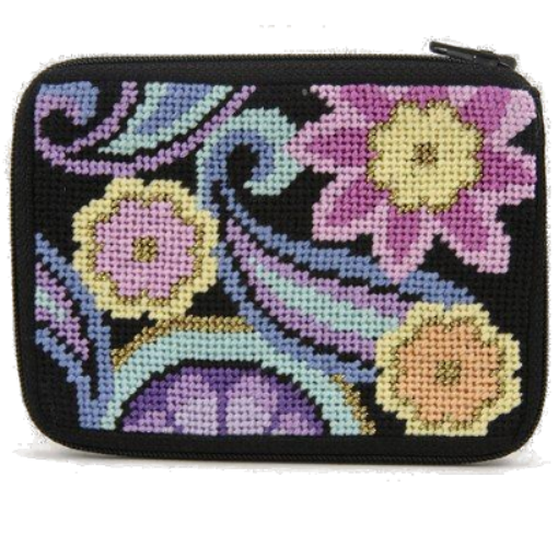 Paisley needlepoint coin purse stitch and zip