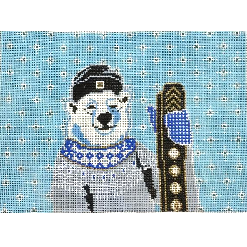 Polar Bear With Skis Needlepoint by Thorn Alexander.
