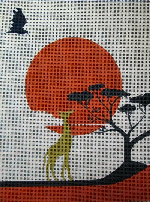 Needlepoint Canvas, Mono Deluxe, SANDSTONE, 18-mesh, Orange Line