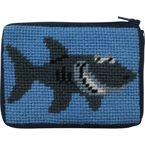 Beginner Needlepoint Kit Coin Purse Shark