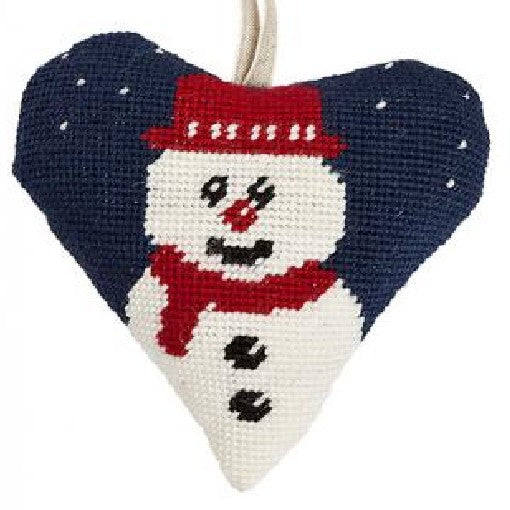 Needlepoint Heart Ornament Kit Snowman