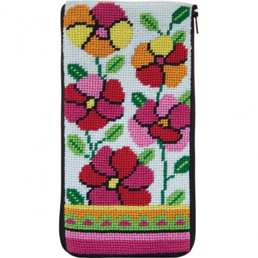 Stitch &amp; Zip Eyeglass Case Pink and Orange Poppies