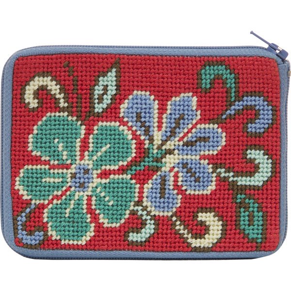 Stitch &amp; Zip Coin Purse Red Asian Floral