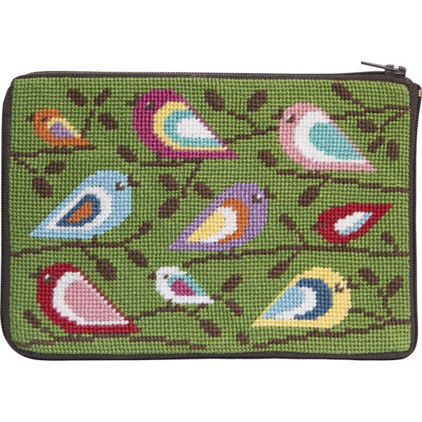 Stitch &amp; Zip Needlepoint Purse Birds of Color