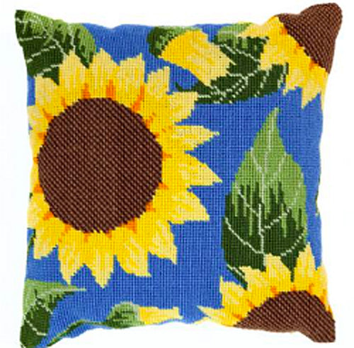 Needlepoint Pillow Kit Solidarity Sunflowers