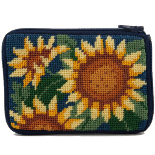 Stitch & Zip Needlepoint Coin Purse sunflowers