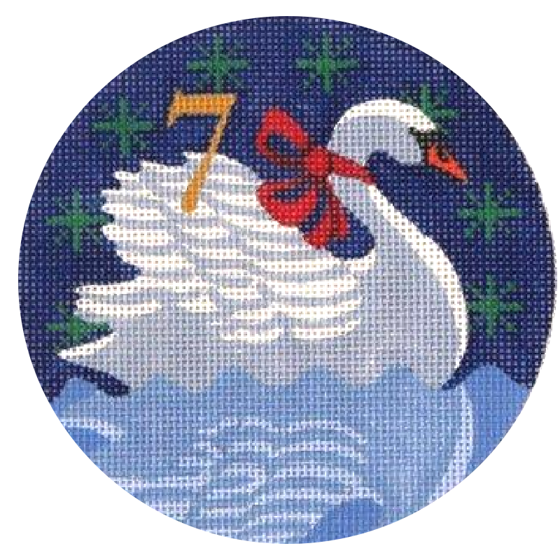 7 Swans A Swimming Needlepoint Ornament by Julie Mar