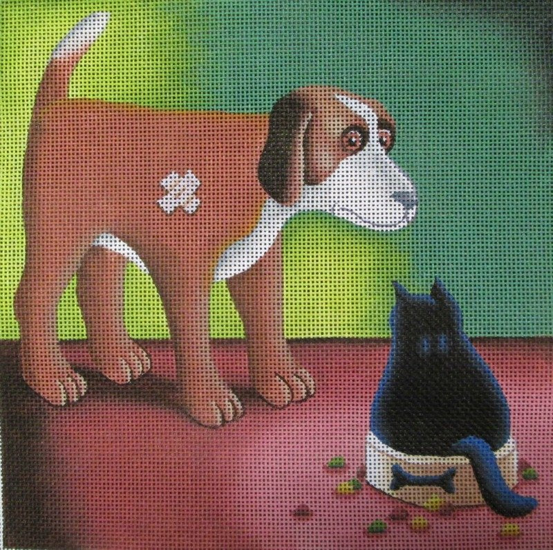Vicky Mount Needlepoint&lt;BR&gt;Dog's Dinner - Canvas Only