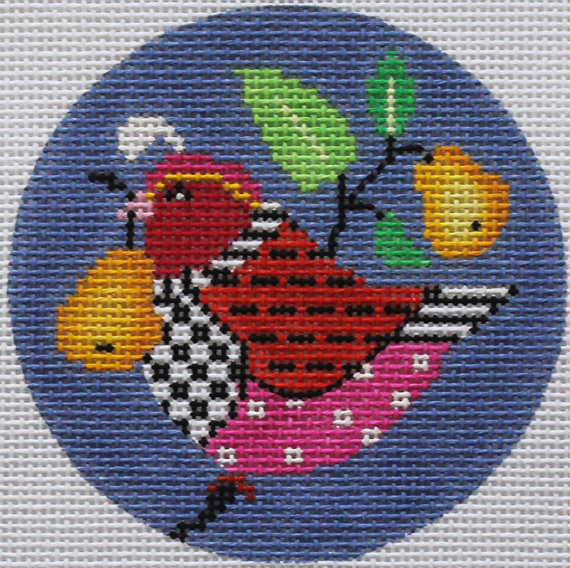 12 days of Christmas Ornaments by Amanda Lawford: Colorful Partridge in Pear Tree