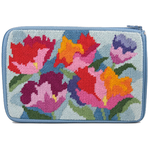 watercolor poppies needlepoint purse by stitch and zip